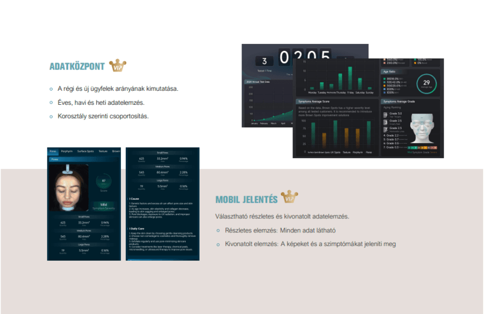 Mobilon megjelenített arcelemzési jelentés képernyőfotója.